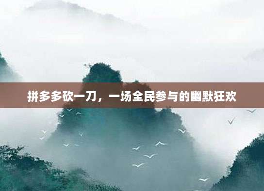 拼多多砍一刀,一场全民参与的幽默狂欢-第1张图片-拼多多助力 拼多多砍一刀,一场全民参与的幽默狂欢-第1张图片-拼多多助力