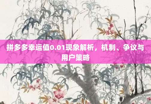 拼多多幸运值0.01现象解析,机制、争议与用户策略-第1张图片-拼多多助力 拼多多幸运值0.01现象解析,机制、争议与用户策略-第1张图片-拼多多助力