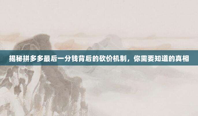 揭秘拼多多最后一分钱背后的砍价机制,你需要知道的真相-第1张图片-拼多多助力 揭秘拼多多最后一分钱背后的砍价机制,你需要知道的真相-第1张图片-拼多多助力