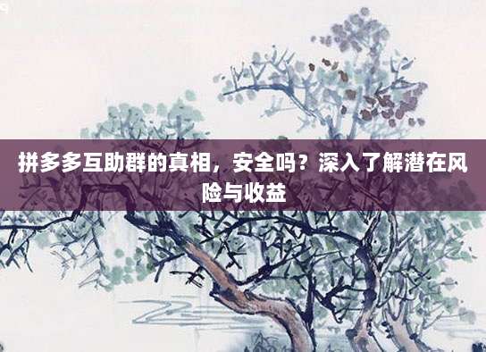 拼多多互助群的真相,安全吗?深入了解潜在风险与收益-第1张图片-拼多多助力 拼多多互助群的真相,安全吗?深入了解潜在风险与收益-第1张图片-拼多多助力
