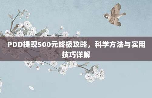 PDD提现500元终极攻略,科学方法与实用技巧详解-第1张图片-拼多多助力 PDD提现500元终极攻略,科学方法与实用技巧详解-第1张图片-拼多多助力