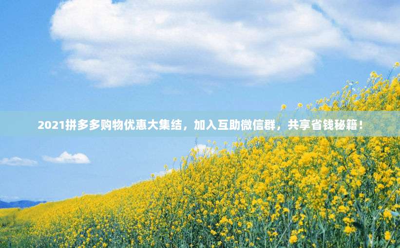 2021拼多多购物优惠大集结,加入互助微信群,共享省钱秘籍!-第1张图片-拼多多助力 2021拼多多购物优惠大集结,加入互助微信群,共享省钱秘籍!-第1张图片-拼多多助力