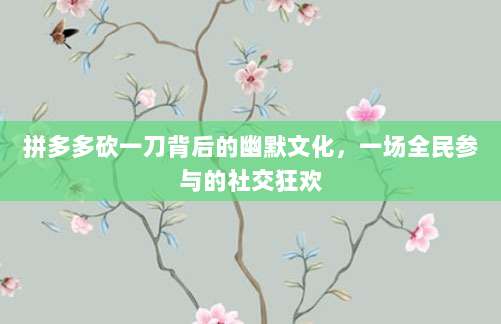 拼多多砍一刀背后的幽默文化,一场全民参与的社交狂欢-第1张图片-拼多多助力 拼多多砍一刀背后的幽默文化,一场全民参与的社交狂欢-第1张图片-拼多多助力