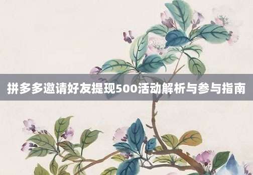 拼多多邀请好友提现500活动解析与参与指南-第1张图片-拼多多助力 拼多多邀请好友提现500活动解析与参与指南-第1张图片-拼多多助力