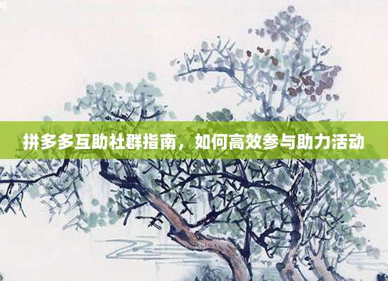 拼多多互助社群指南,如何高效参与助力活动-第1张图片-拼多多助力 拼多多互助社群指南,如何高效参与助力活动-第1张图片-拼多多助力