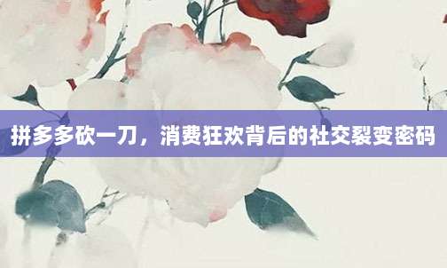 拼多多砍一刀,消费狂欢背后的社交裂变密码-第1张图片-拼多多助力 拼多多砍一刀,消费狂欢背后的社交裂变密码-第1张图片-拼多多助力