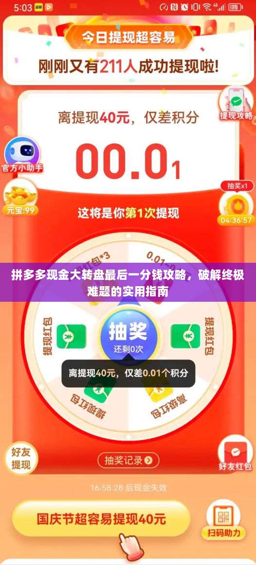拼多多现金大转盘最后一分钱攻略,破解终极难题的实用指南-第1张图片-拼多多助力 拼多多现金大转盘最后一分钱攻略,破解终极难题的实用指南-第1张图片-拼多多助力
