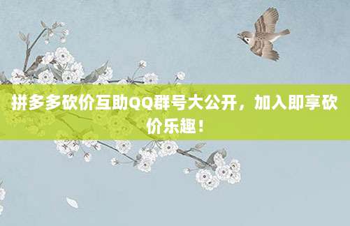拼多多砍价互助QQ群号大公开,加入即享砍价乐趣!-第1张图片-拼多多助力 拼多多砍价互助QQ群号大公开,加入即享砍价乐趣!-第1张图片-拼多多助力
