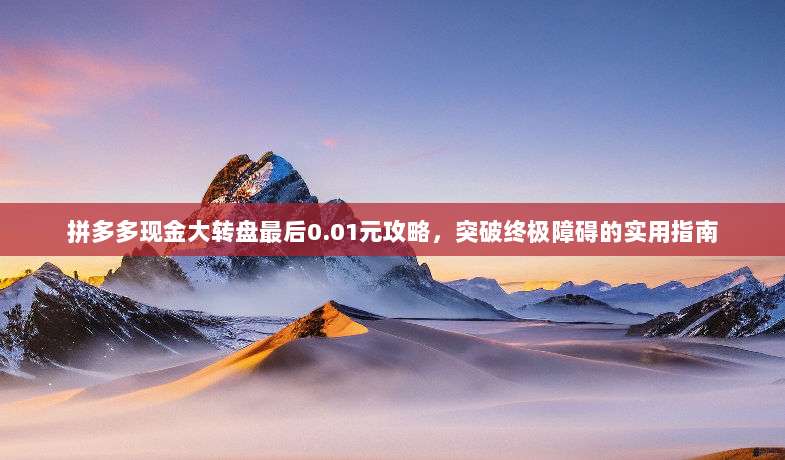 拼多多现金大转盘最后0.01元攻略,突破终极障碍的实用指南-第1张图片-拼多多助力 拼多多现金大转盘最后0.01元攻略,突破终极障碍的实用指南-第1张图片-拼多多助力