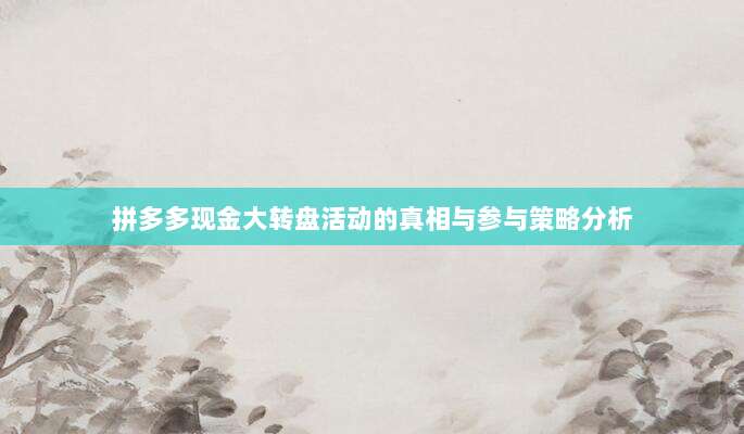 拼多多现金大转盘活动的真相与参与策略分析-第1张图片-拼多多助力