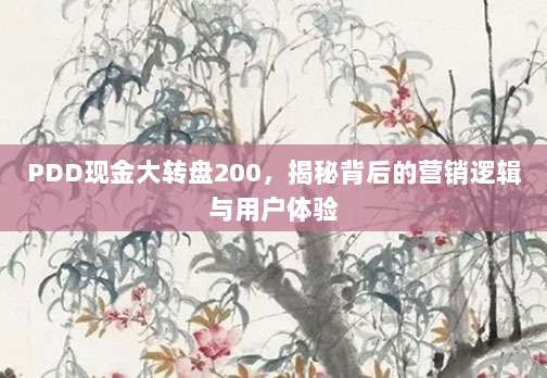 PDD现金大转盘200,揭秘背后的营销逻辑与用户体验-第1张图片-拼多多助力 PDD现金大转盘200,揭秘背后的营销逻辑与用户体验-第1张图片-拼多多助力