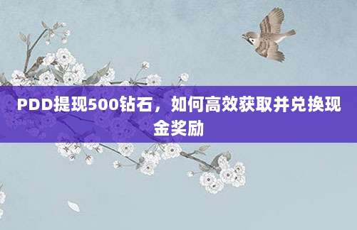 PDD提现500钻石,如何高效获取并兑换现金奖励-第1张图片-拼多多助力 PDD提现500钻石,如何高效获取并兑换现金奖励-第1张图片-拼多多助力