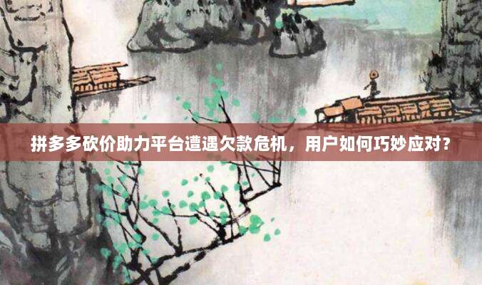 拼多多砍价助力平台遭遇欠款危机,用户如何巧妙应对?-第1张图片-拼多多助力 拼多多砍价助力平台遭遇欠款危机,用户如何巧妙应对?-第1张图片-拼多多助力
