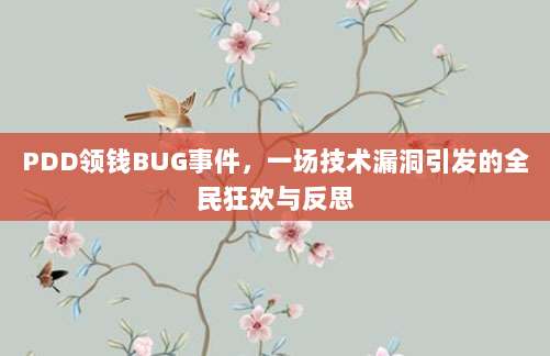 PDD领钱BUG事件,一场技术漏洞引发的全民狂欢与反思-第1张图片-拼多多助力 PDD领钱BUG事件,一场技术漏洞引发的全民狂欢与反思-第1张图片-拼多多助力