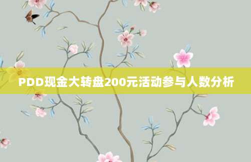 PDD现金大转盘200元活动参与人数分析-第1张图片-拼多多助力 PDD现金大转盘200元活动参与人数分析-第1张图片-拼多多助力