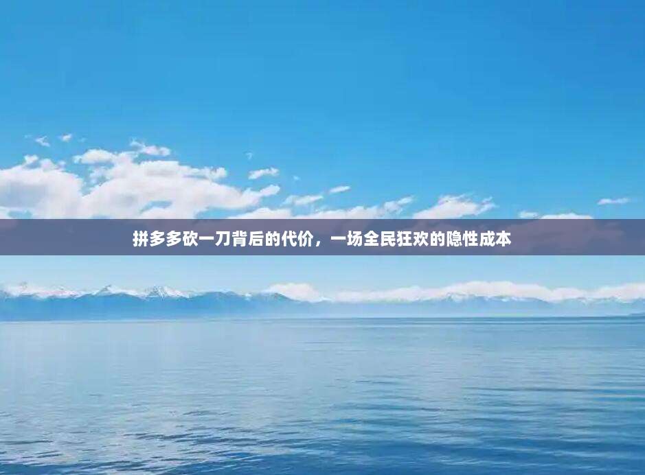 拼多多砍一刀背后的代价,一场全民狂欢的隐性成本-第1张图片-拼多多助力 拼多多砍一刀背后的代价,一场全民狂欢的隐性成本-第1张图片-拼多多助力