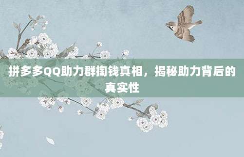 拼多多QQ助力群掏钱真相,揭秘助力背后的真实性-第1张图片-拼多多助力 拼多多QQ助力群掏钱真相,揭秘助力背后的真实性-第1张图片-拼多多助力