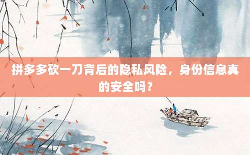 拼多多砍一刀背后的隐私风险,身份信息真的安全吗?-第1张图片-拼多多助力 拼多多砍一刀背后的隐私风险,身份信息真的安全吗?-第1张图片-拼多多助力
