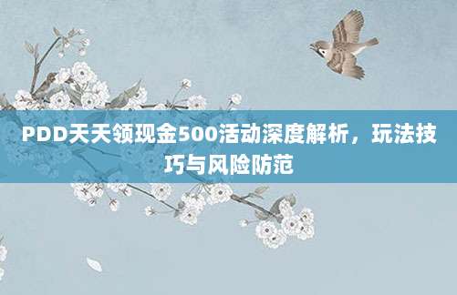 PDD天天领现金500活动深度解析，玩法技巧与风险防范-第1张图片-拼多多助力