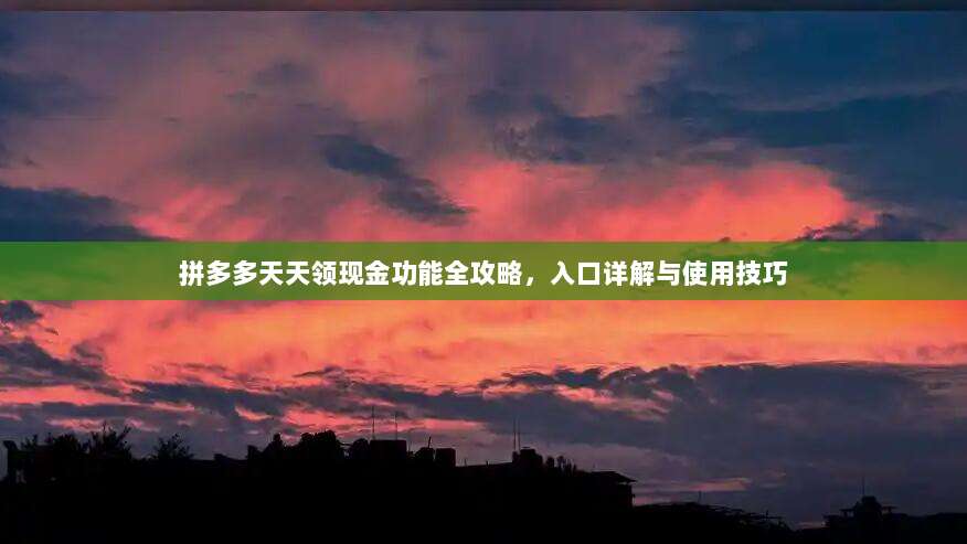 拼多多天天领现金功能全攻略,入口详解与使用技巧-第1张图片-拼多多助力 拼多多天天领现金功能全攻略,入口详解与使用技巧-第1张图片-拼多多助力