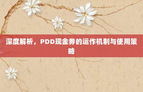 深度解析,PDD现金券的运作机制与使用策略-第1张图片-拼多多助力 深度解析,PDD现金券的运作机制与使用策略-第1张图片-拼多多助力