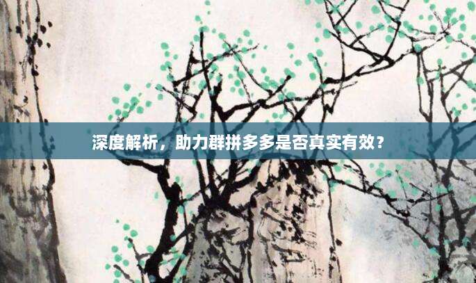 深度解析,助力群拼多多是否真实有效?-第1张图片-拼多多助力 深度解析,助力群拼多多是否真实有效?-第1张图片-拼多多助力