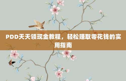 PDD天天领现金教程,轻松赚取零花钱的实用指南-第1张图片-拼多多助力 PDD天天领现金教程,轻松赚取零花钱的实用指南-第1张图片-拼多多助力