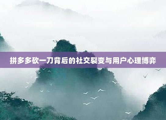 拼多多砍一刀背后的社交裂变与用户心理博弈-第1张图片-拼多多助力 拼多多砍一刀背后的社交裂变与用户心理博弈-第1张图片-拼多多助力