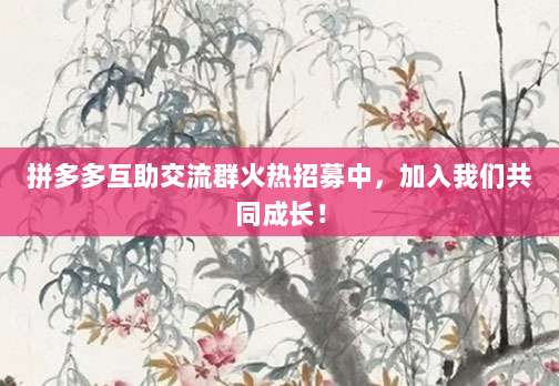拼多多互助交流群火热招募中，加入我们共同成长！-第1张图片-拼多多助力