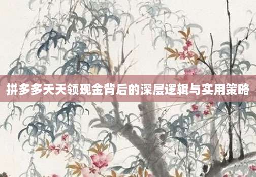 拼多多天天领现金背后的深层逻辑与实用策略-第1张图片-拼多多助力