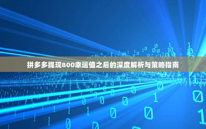 拼多多提现800幸运值之后的深度解析与策略指南-第1张图片-拼多多助力
