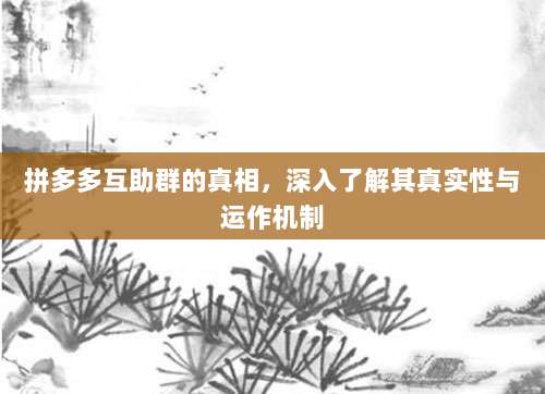 拼多多互助群的真相,深入了解其真实性与运作机制-第1张图片-拼多多助力 拼多多互助群的真相,深入了解其真实性与运作机制-第1张图片-拼多多助力