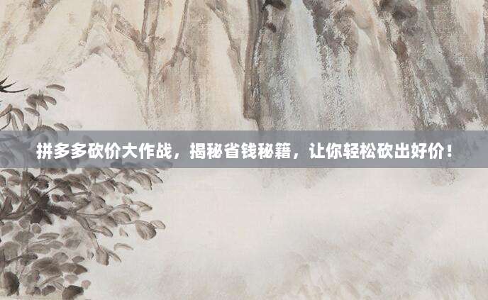 拼多多砍价大作战，揭秘省钱秘籍，让你轻松砍出好价！-第1张图片-拼多多助力