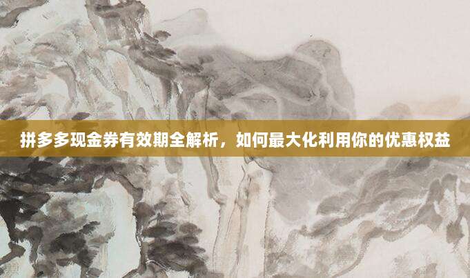 拼多多现金券有效期全解析，如何最大化利用你的优惠权益-第1张图片-拼多多助力