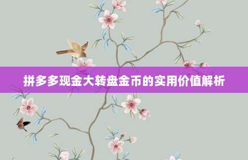拼多多现金大转盘金币的实用价值解析-第1张图片-拼多多助力 拼多多现金大转盘金币的实用价值解析-第1张图片-拼多多助力