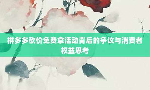 拼多多砍价免费拿活动背后的争议与消费者权益思考-第1张图片-拼多多助力 拼多多砍价免费拿活动背后的争议与消费者权益思考-第1张图片-拼多多助力