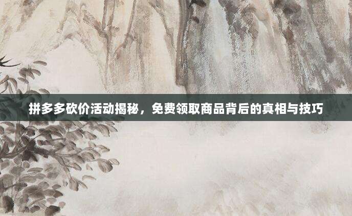 拼多多砍价活动揭秘，免费领取商品背后的真相与技巧-第1张图片-拼多多助力