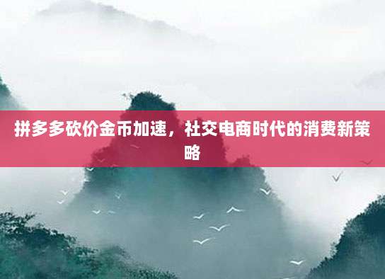 拼多多砍价金币加速,社交电商时代的消费新策略-第1张图片-拼多多助力 拼多多砍价金币加速,社交电商时代的消费新策略-第1张图片-拼多多助力