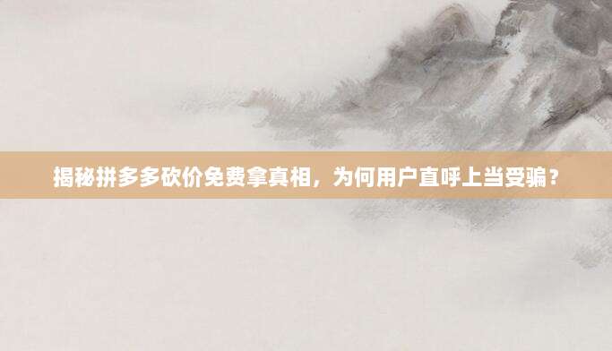 揭秘拼多多砍价免费拿真相，为何用户直呼上当受骗？-第1张图片-拼多多助力