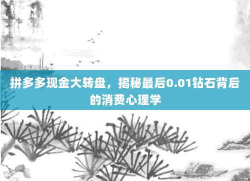拼多多现金大转盘,揭秘最后0.01钻石背后的消费心理学-第1张图片-拼多多助力 拼多多现金大转盘,揭秘最后0.01钻石背后的消费心理学-第1张图片-拼多多助力