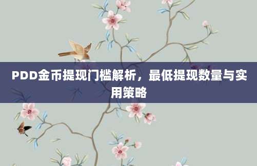 PDD金币提现门槛解析,最低提现数量与实用策略-第1张图片-拼多多助力 PDD金币提现门槛解析,最低提现数量与实用策略-第1张图片-拼多多助力