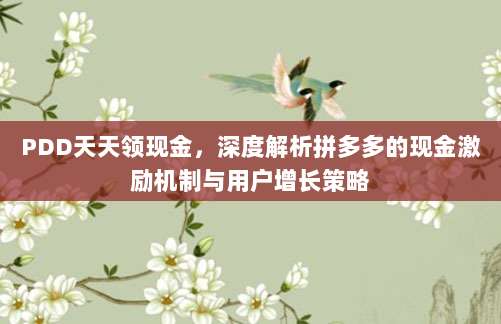 PDD天天领现金,深度解析拼多多的现金激励机制与用户增长策略-第1张图片-拼多多助力 PDD天天领现金,深度解析拼多多的现金激励机制与用户增长策略-第1张图片-拼多多助力