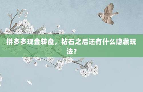 拼多多现金转盘,钻石之后还有什么隐藏玩法?-第1张图片-拼多多助力 拼多多现金转盘,钻石之后还有什么隐藏玩法?-第1张图片-拼多多助力