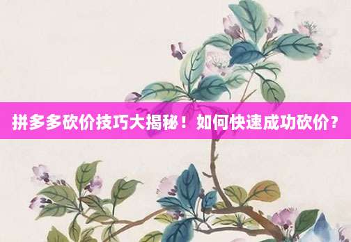 拼多多砍价技巧大揭秘!如何快速成功砍价?-第1张图片-拼多多助力 拼多多砍价技巧大揭秘!如何快速成功砍价?-第1张图片-拼多多助力