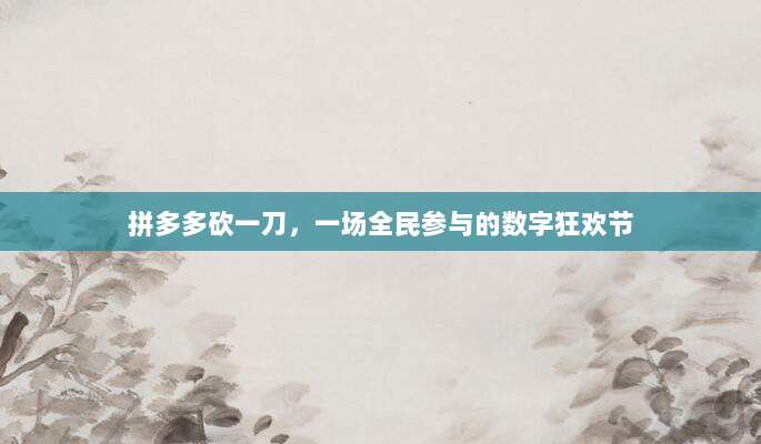 拼多多砍一刀,一场全民参与的数字狂欢节-第1张图片-拼多多助力 拼多多砍一刀,一场全民参与的数字狂欢节-第1张图片-拼多多助力