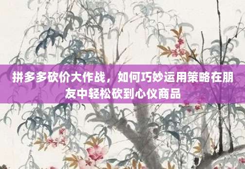 拼多多砍价大作战,如何巧妙运用策略在朋友中轻松砍到心仪商品-第1张图片-拼多多助力 拼多多砍价大作战,如何巧妙运用策略在朋友中轻松砍到心仪商品-第1张图片-拼多多助力