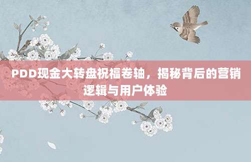 PDD现金大转盘祝福卷轴，揭秘背后的营销逻辑与用户体验-第1张图片-拼多多助力