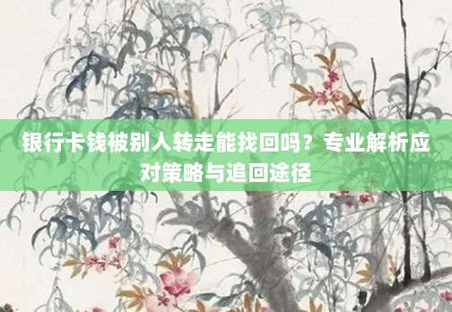 银行卡钱被别人转走能找回吗?专业解析应对策略与追回途径-第1张图片-拼多多助力 银行卡钱被别人转走能找回吗?专业解析应对策略与追回途径-第1张图片-拼多多助力