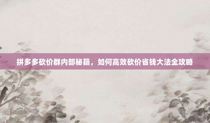 拼多多砍价群内部秘籍,如何高效砍价省钱大法全攻略-第1张图片-拼多多助力 拼多多砍价群内部秘籍,如何高效砍价省钱大法全攻略-第1张图片-拼多多助力