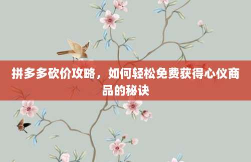 拼多多砍价攻略，如何轻松免费获得心仪商品的秘诀-第1张图片-拼多多助力